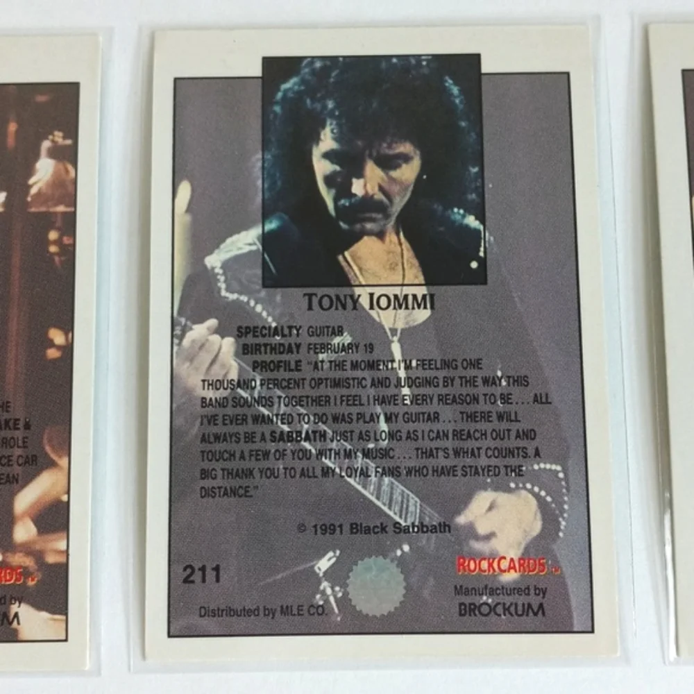 Rare Set of 3 1991 Black Sabbath Music Trading Cards Tony Lommi Cozy Powell